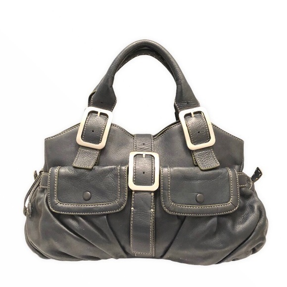 Cole haan blue leather multi pocket purse bag